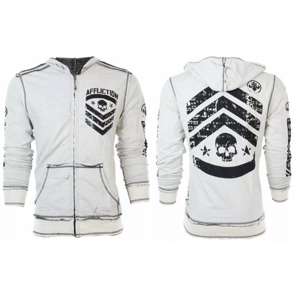 AFFLICTION Men's HOODIE Sweat Shirt ZIP UP Jacket - Picture 3 of 9